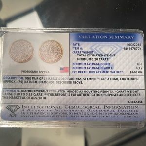 Diamond Earrings with Gemological Certificate